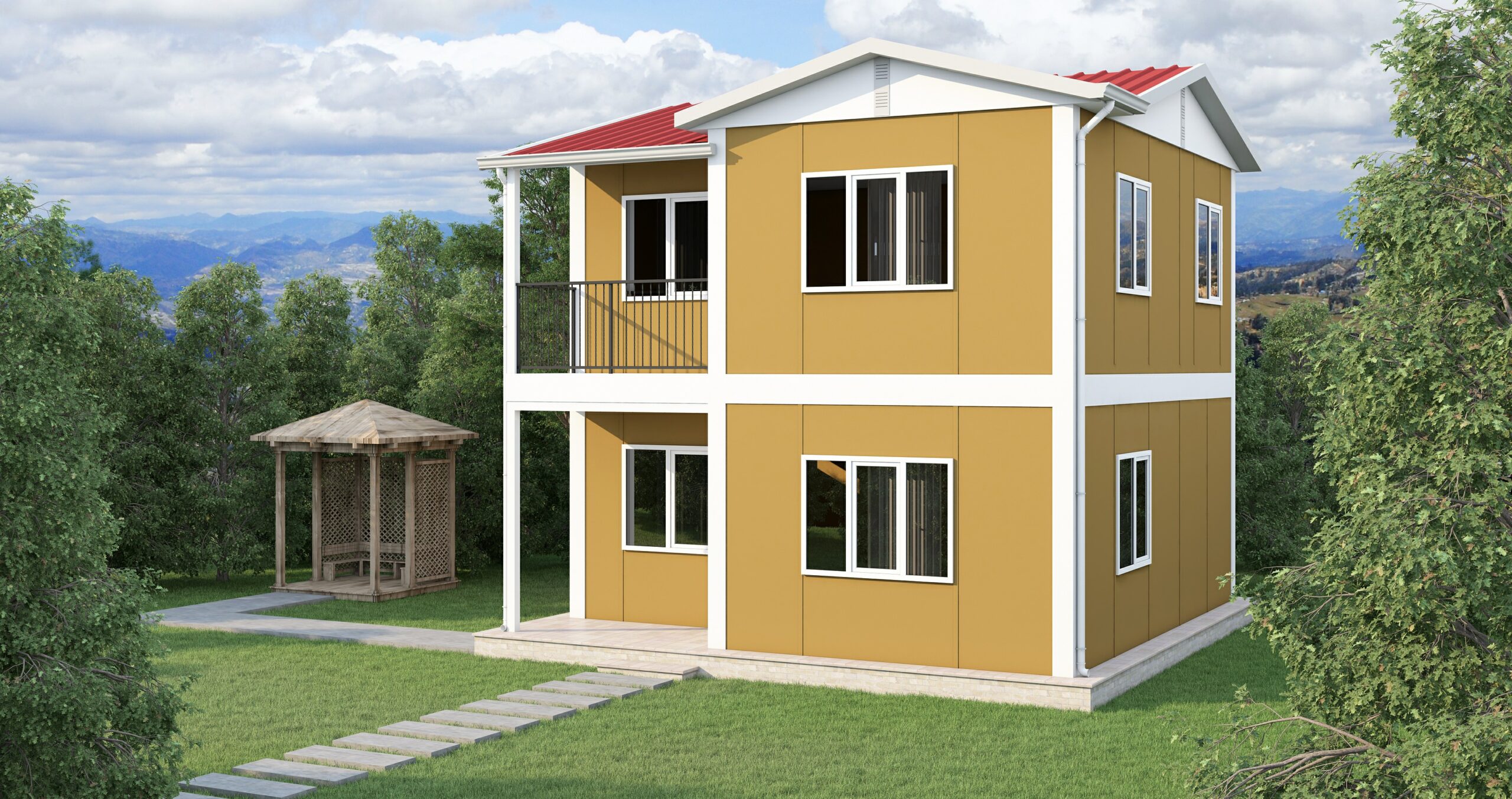 DP-200 82 m² ÇİFT KATLI PREFABRİK EV - Görsel 2