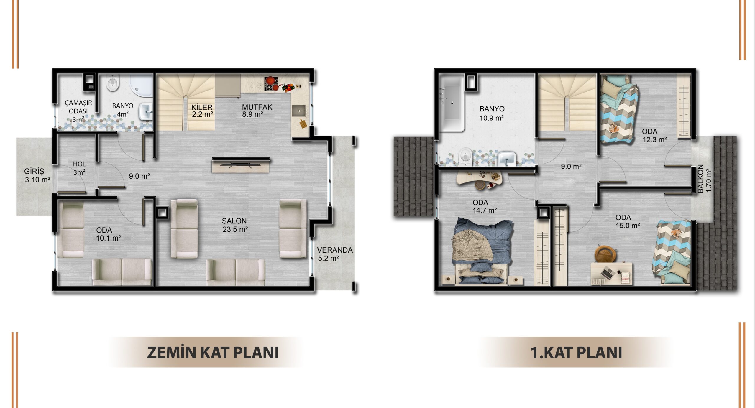 DP-802 136 m² ÇİFT KATLI ÇELİK EV - Görsel 3