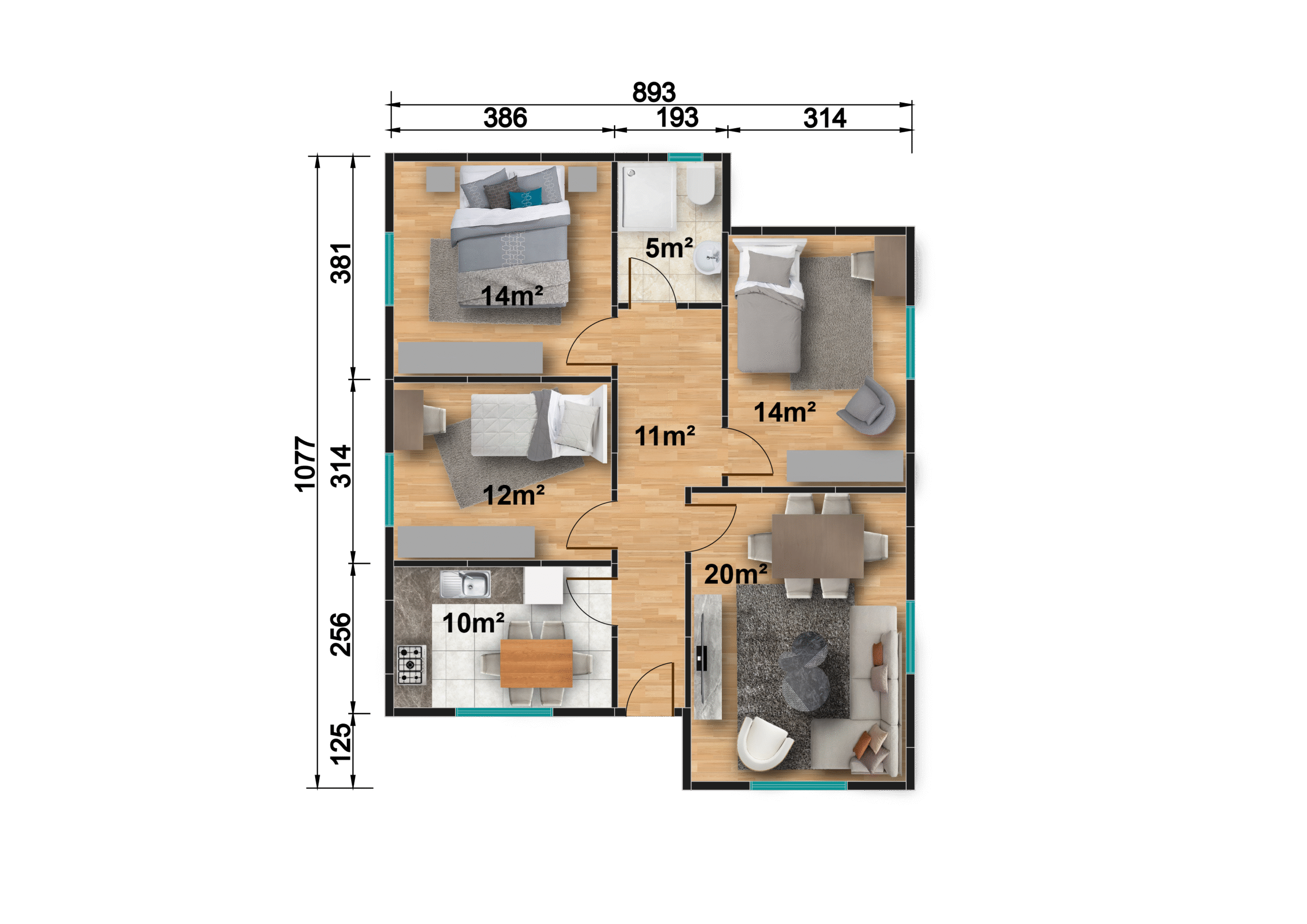 DP-119 86 m² TEK KATLI PREFABRİK EV - Görsel 3