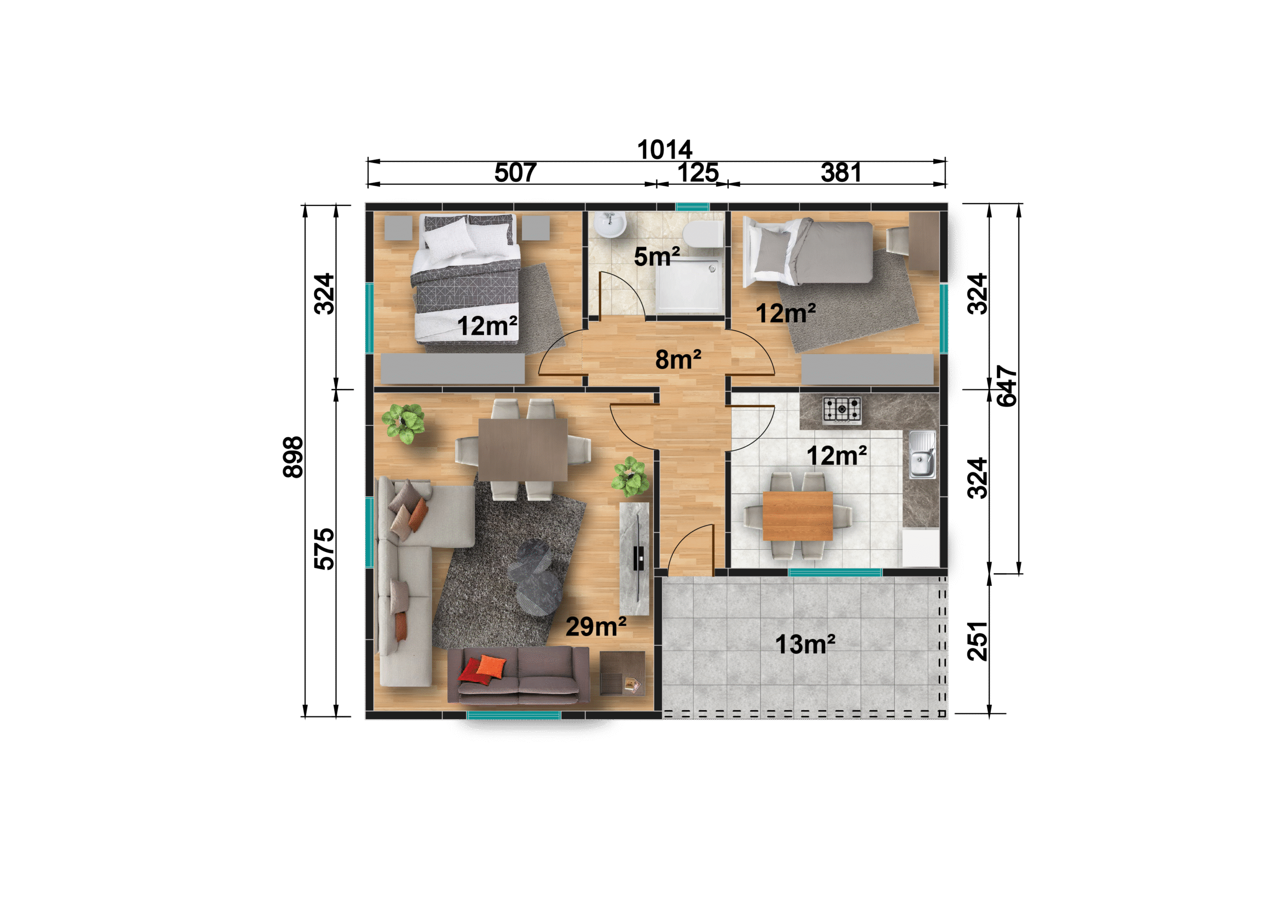 DP-121 91 m² TEK KATLI PREFABRİK EV - Görsel 3