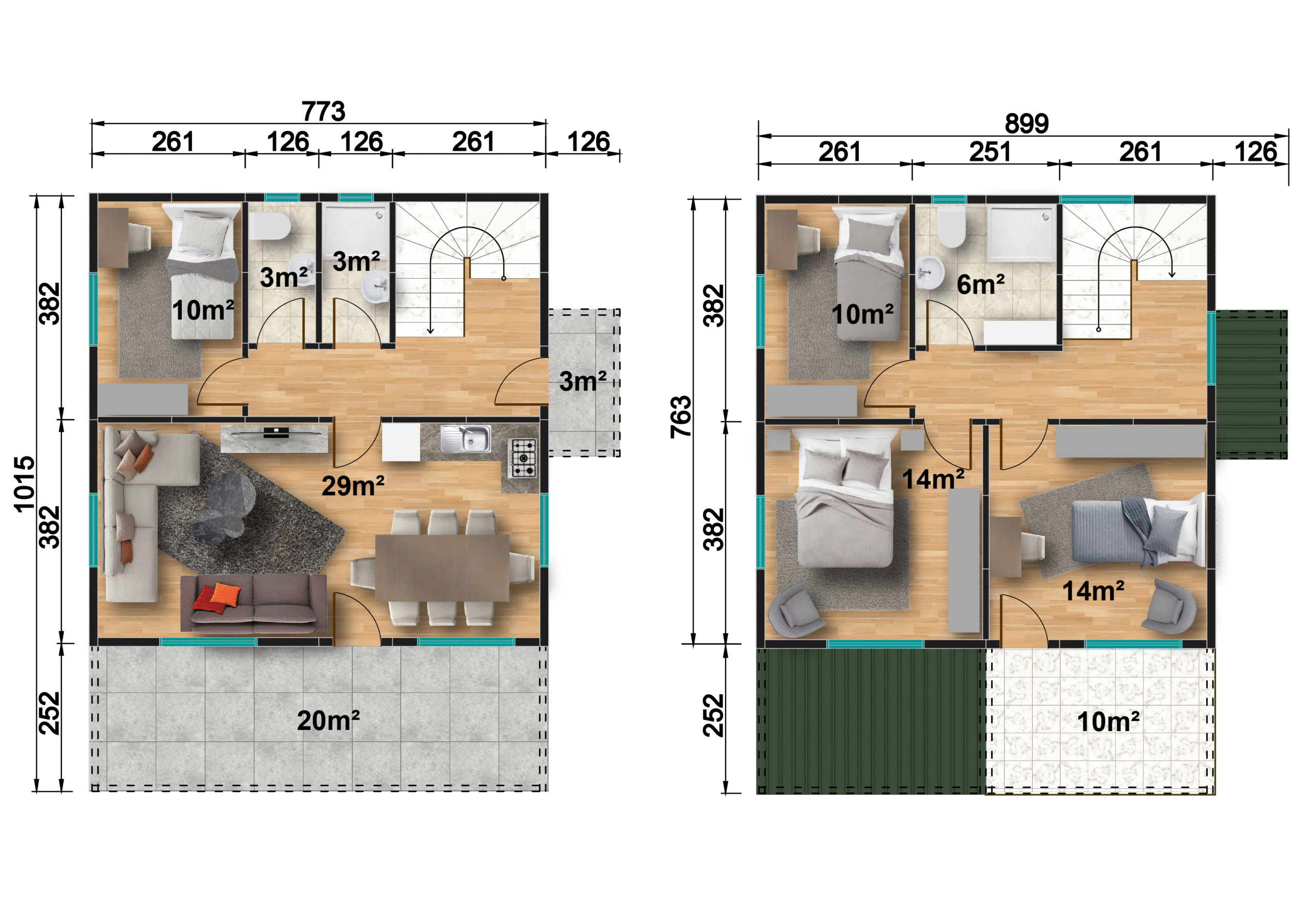 DP-212 149 m² ÇİFT KATLI PREFABRİK EV - Görsel 3