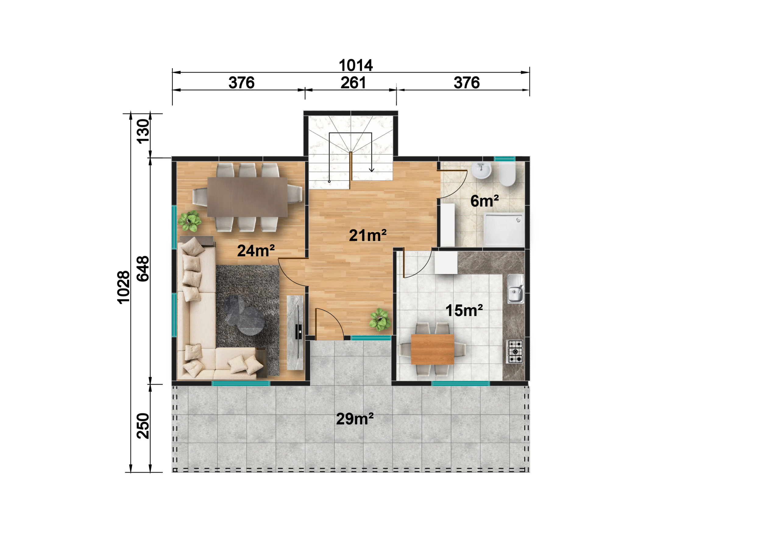 DP-215 169 m² ÇİFT KATLI PREFABRİK EV - Görsel 4