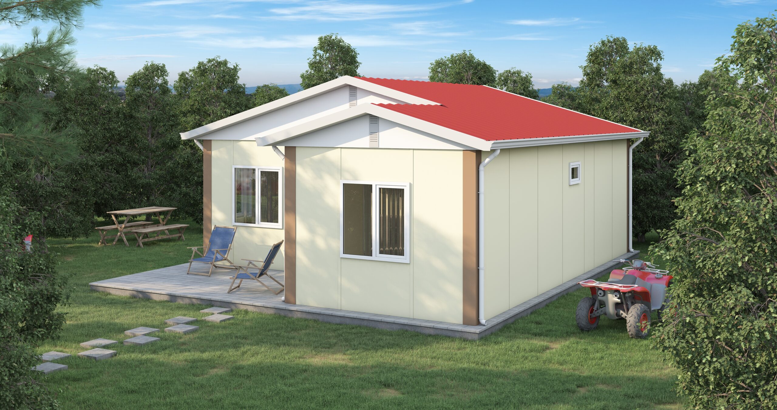 DP-102 49 m² TEK KATLI PREFABRİK EV - Görsel 2