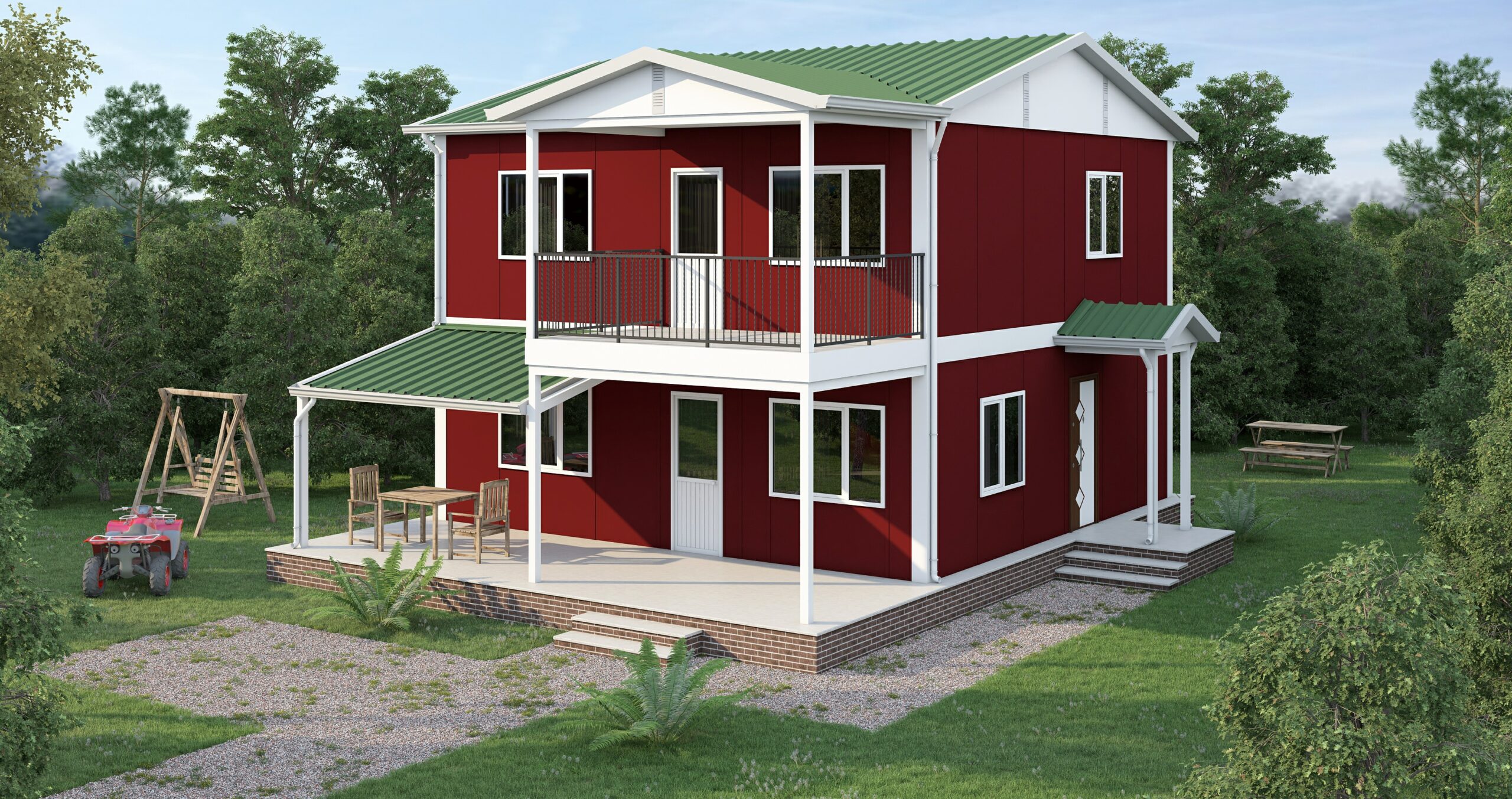 DP-212 149 m² ÇİFT KATLI PREFABRİK EV - Görsel 2