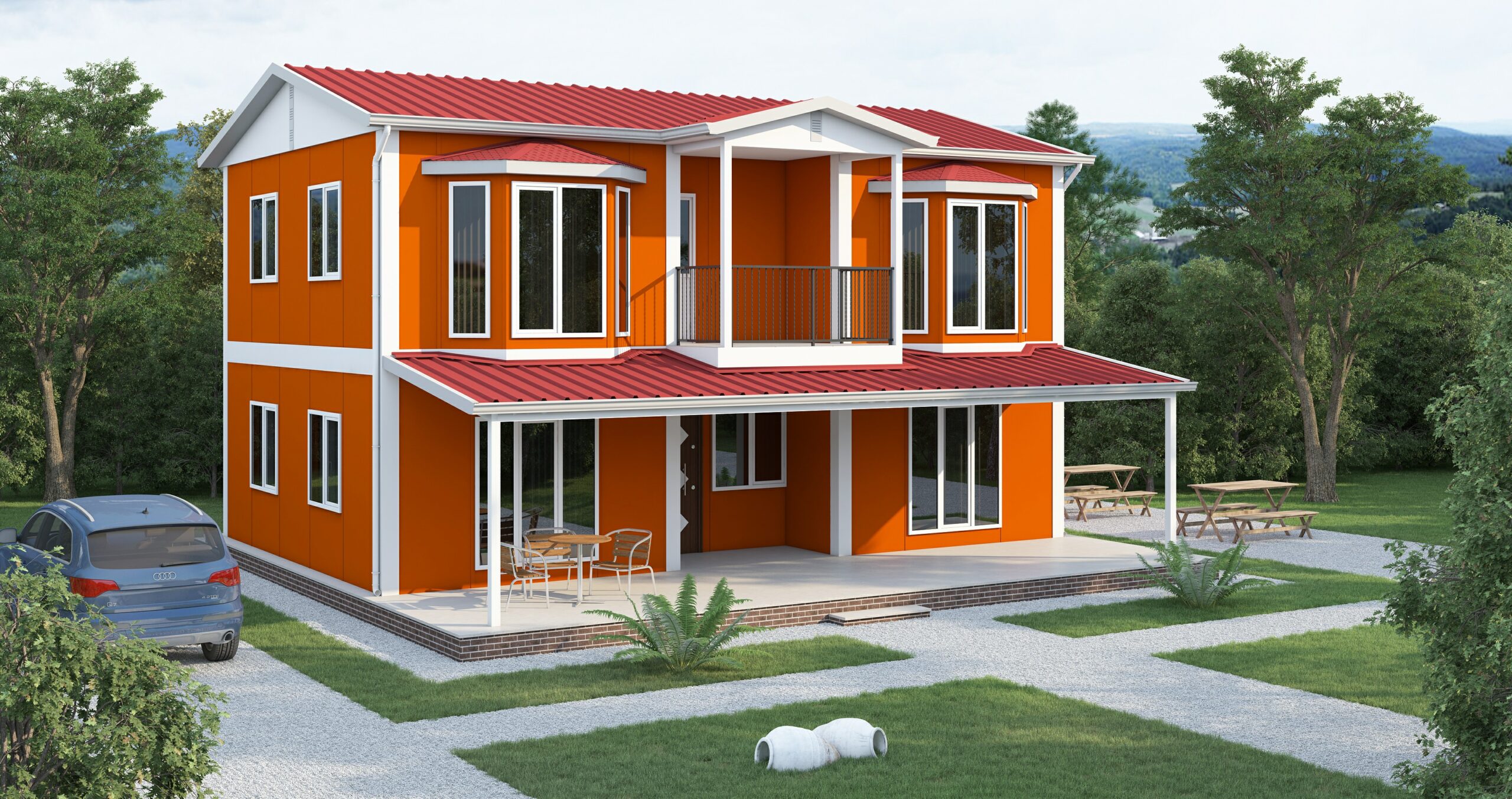 DP-215 169 m² ÇİFT KATLI PREFABRİK EV - Görsel 2